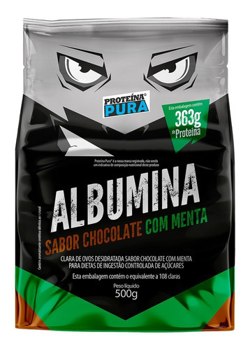 Albumina Zero Lactose Para Ganho Muscular Rápido 500g Sabor Chocolate Com Menta