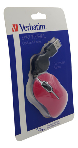 Mouse Optico Verbatim Con Cable Rectractil Color Negro