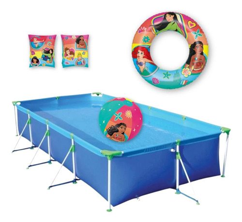 Piscina De Armação 6200l + Bola Inflável + 2 Boias Princesas
