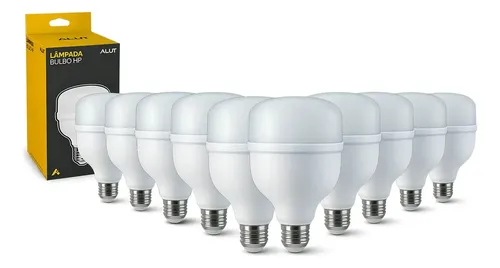 Kit 10 Lâmpadas LED Bulbo 20W Alta Potência Branco Frio 6500K Bivolt E27 - Super Bulbo Econômica 1600 Lúmens Ideal Comércio Garagens Casa - R$ 59,9