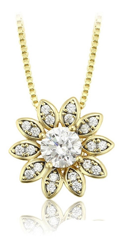 Gargantilla Collar Oro Laminado 14k Flor Diamante Ruso Mujer