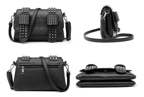 Rainbosee Bolso Con Asa Superior Para Hombro Con Calavera Pu