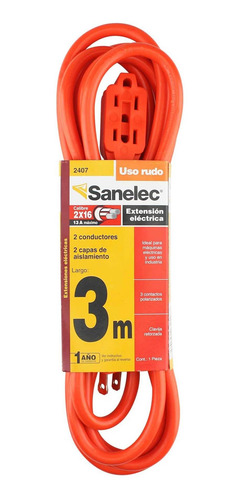 Extensión Eléctrica Sanelec Reforzada Uso Rudo 3m