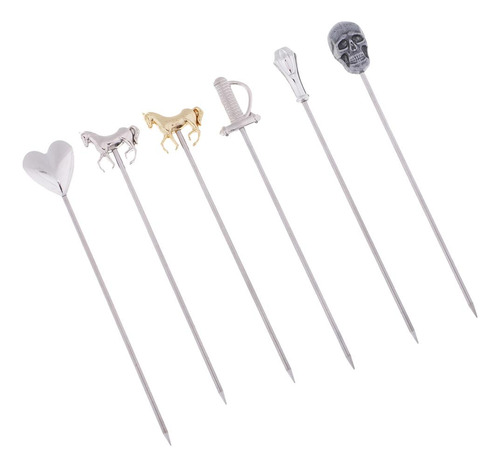 6 Unids De Material Acero Inoxidable Palillos Para Cóctel