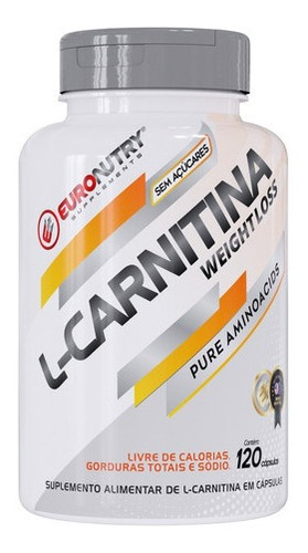 L-carnitina - Weight Loss - 120 Cápsulas - Euronutry Sabor Sem sabor