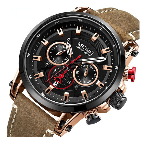 Reloj Deportivo Megir Fashion Chronograph Hollow Out Color Del Bisel Black Rose