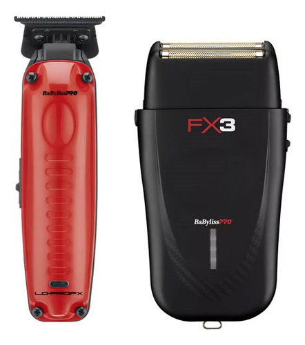 Kit Combo Babyliss Lo Pro Trimmer Rojo Y Shaver Fx3 Profesional Estuche