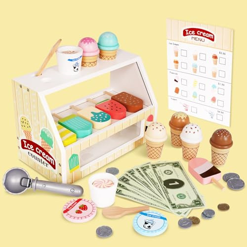 Helado Contra Playset Para Niños, Montessori Fingen J6cxq