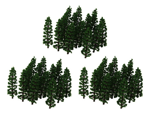 60x Modelo De Com Árvore De Abeto De Plástico Paisagem