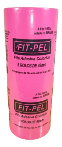 5 Fita Larga Colorida Rosa Fluor 48mmx50m Multiuso Embalar Cor rosa neon Liso