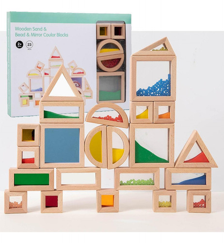Bloques De Construcción De Arcoíris De Madera, 23 Piezas