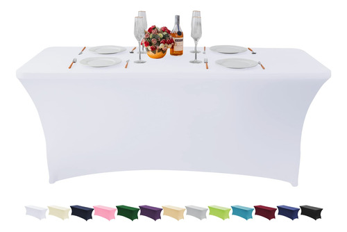 Ksk Mantel De Mesa De Elastano Elstico Blanco De 6 Pies Para