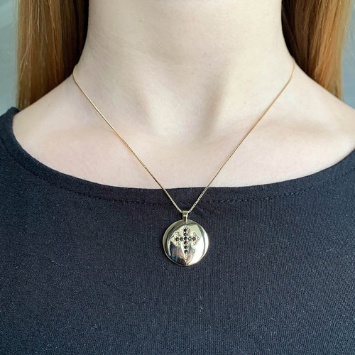 Colar Giuventi De 45cm - Folheação A Ouro 18k, Ródio Ou Platina E Zircônia Dourado