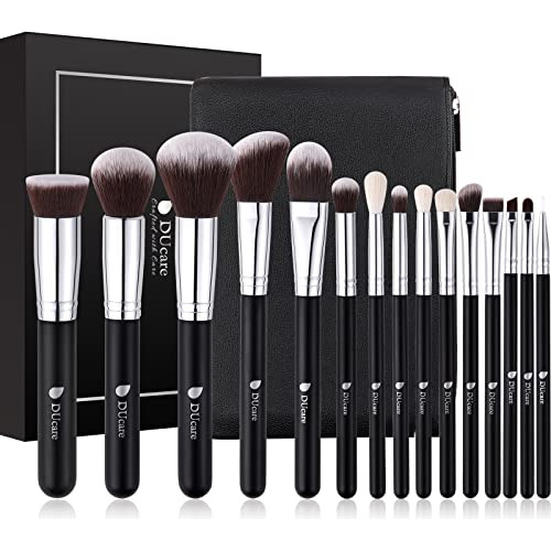 Juego De Brochas De Maquillaje De Viaje, 15 Piezas Con Bolsa