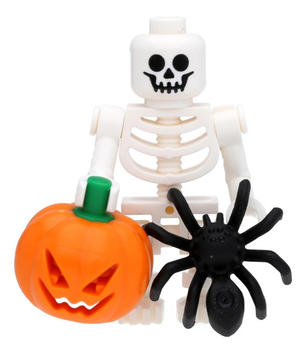 Minifigura De Esqueleto De Araña Y Calabaza De Halloween