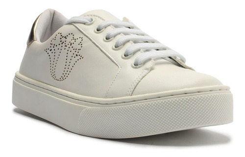 Imagem 1 de 5 de Tênis Feminino Cadarço Logo Liso Branco My Shoes