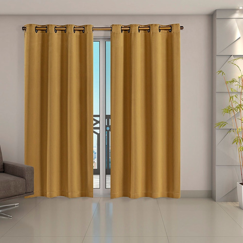 Cortina Blackout Class Corta Luz 70 % Tecido 2,70 M X 2,30 M Cor Dourado