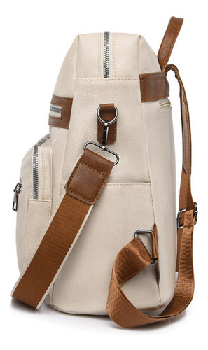 Mochila Urbana En Cuero Pu Estilo Hobo Varios Bolsillos