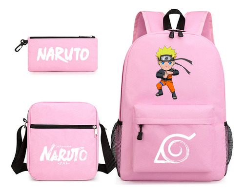 Set De Mochila C. Anime Naruto Para Estudiantes De Gran Capa