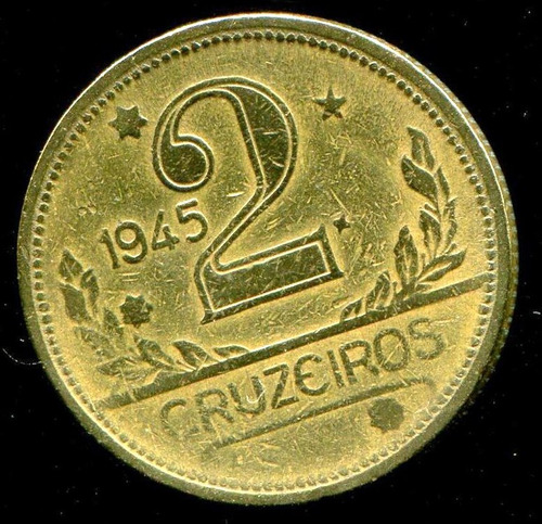 Moeda Brasil 2 Cruzeiro 1945 - V241b - Sem Sigla - L.570