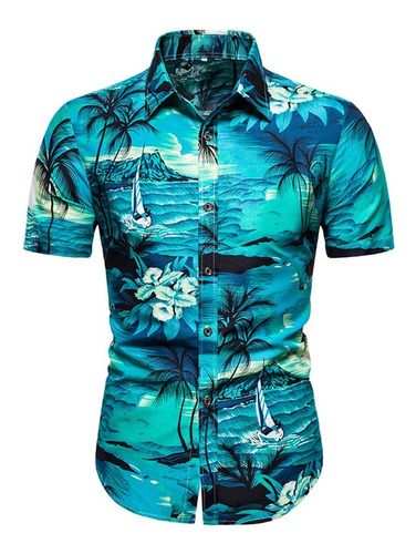 Polera Hawaiana Para Hombre, Floral, Verano, Playa