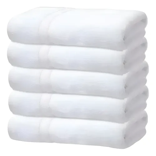 Kit 5 Toalhas Banho Gigante Grossa Hotel Luxo 75x150cm 480g Branco