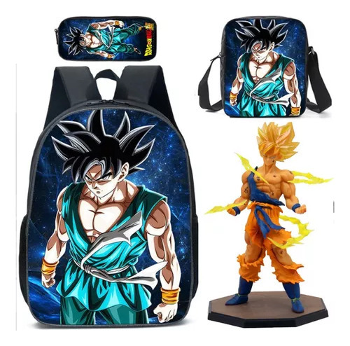 Mochila De 4 Piezas Dragon Ball Z Goku Para Niños X1