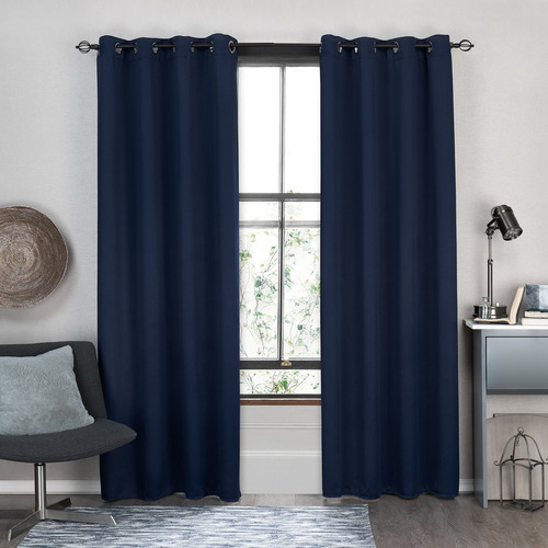 Cortina Real Textil Blackout de 264cm x 213cm liso color azul oscuro - 2 paneles