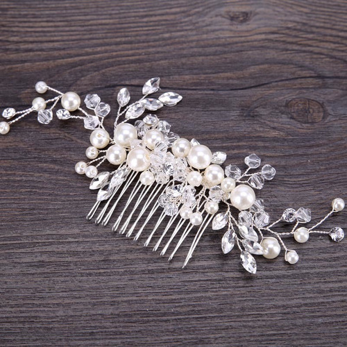 Elegante Peine De Perlas De Imitación Novia Hecho A Mano Toc
