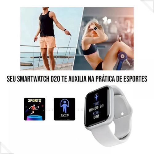 Relógio Smartwatch D20 Bluetooth Android Ios Monito Cardíoco
