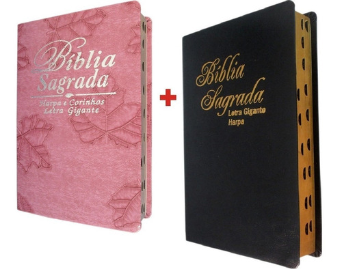 Kit 3 Biblia Sagrada Letra Gigante Com Harpa Índice Lateral