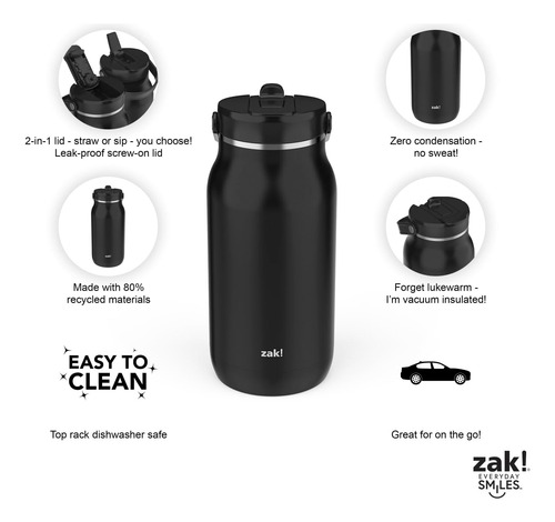 Zak Designs Harmony Botella De Agua 2 En 1 Para Viajes O En