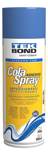Adesivo Cola Spray Tek Bond Reposicionavel Sublimação