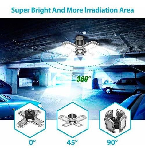 Led Garaje Deformable 120 4 Panele Ajustable E26 Soporte °