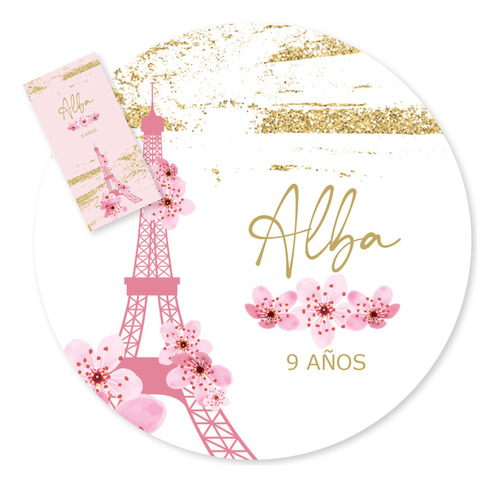 Kit Imprimible Paris Flores Rosas Dorado Candy Bar Tukit