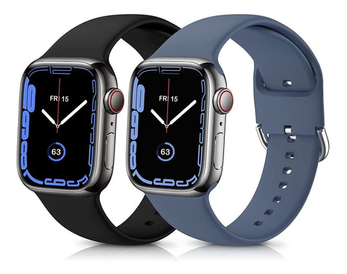 2 Mallas Para Apple Watch Black/blue Gray 42mm/44mm/45mm