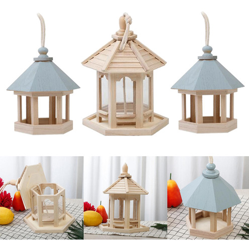 3 Piezas De Colgante Gazebo Comedero Para Pájaros Jardín