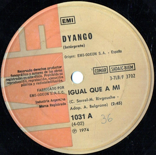Dyango Igual Que A Mi - Nostalgias ( Simple ) (Usado)