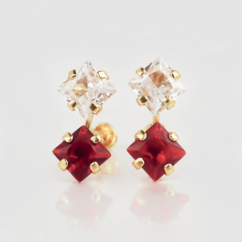 Amor Eterno - Broqueles Tu Y Yo Cuadrado / Aretes Oro 10k