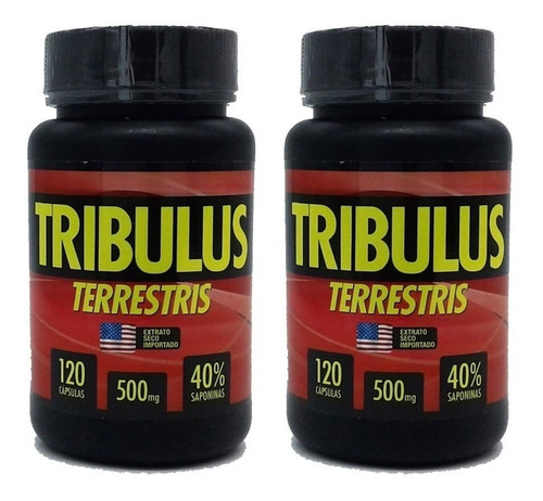 Imagem 1 de 2 de Kit 2 Tribulus Terrestris 500mg 40% Saponinas 240 Cápsulas