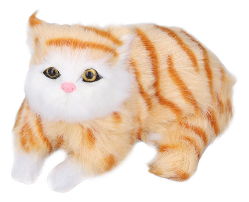Peluche Acostado Con Estampado Amarillo De Simulación De Gat