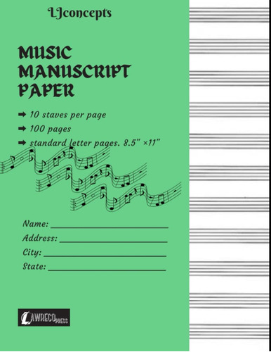 Libro: Music Manuscript Paper: Standard Wide Staff Music Man