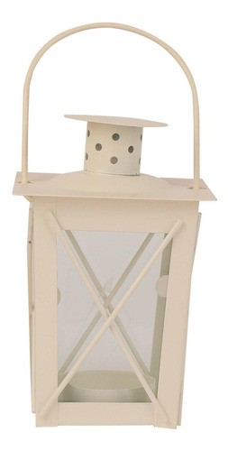 Farol De Vela Metal Blanco 11x7,5x7,5cm