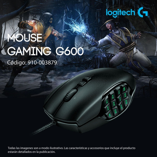 Imagen 3 de 10 de Mouse Gamer Logitech G600 20 Botones 8200 Dpi Luz Usb Pce