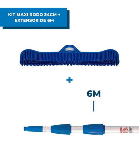 Kit Maxi Rodo 2 Em 1 Silicone 34cm E Extensão Telescópica 6m