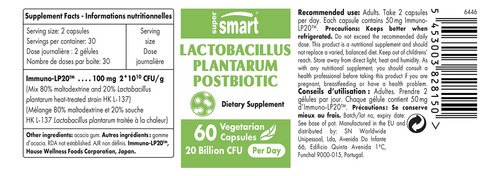 Suplemento Supersmart Lactobacillus Plantarum Postbiotic 20b
