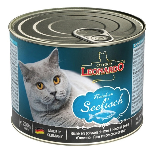 Imagen 1 de 1 de Alimento Leonardo Quality Selection para gato adulto sabor pescado en lata de 200g
