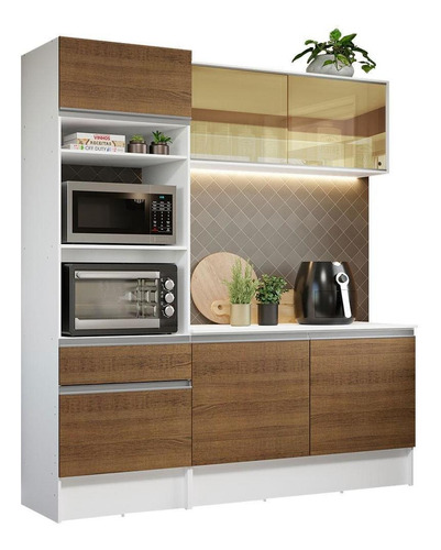 Cocina compacta Madesa Diamante con gabinete, encimera y encimera de color rústico