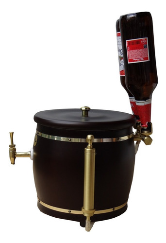 Imagem 6 de 6 de Chopeira Mogno Duas Torneiras Quatro Garrafas Art Chopp