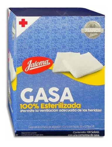 Gasa Estéril 10x10 Cm Jaloma C/100 Pzas